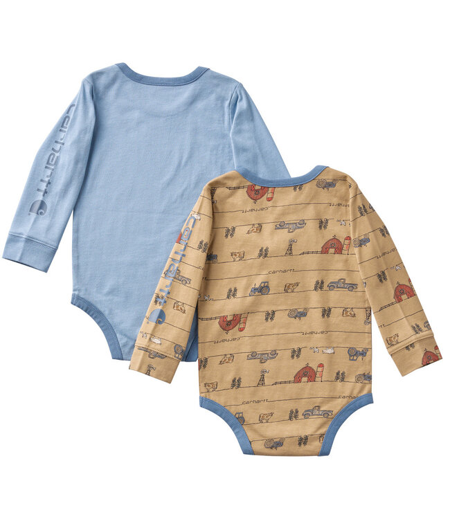 Carhartt Boy's Long-Sleeve Farm Bodysuit 2pc Set CG8134