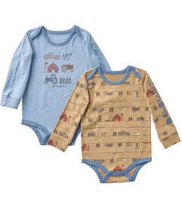 Carhartt Boy's Long-Sleeve Farm Bodysuit 2pc Set CG8134
