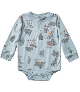 Carhartt Boy's Long-Sleeve Printed Henley Bodysuit CA6864