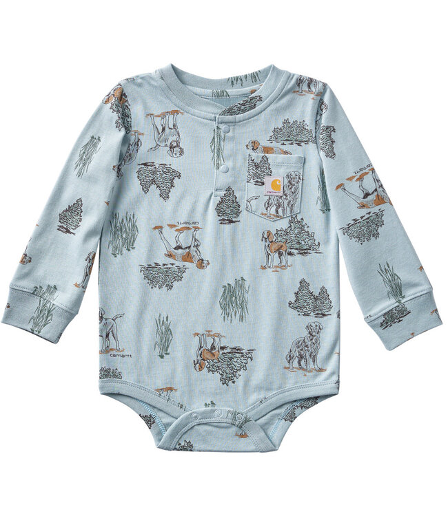 Carhartt Boy's Long-Sleeve Printed Henley Bodysuit CA6864