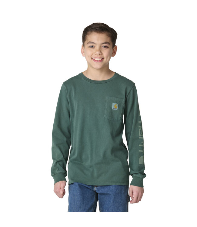 Carhartt Boy's Long-Sleeve Garment Dye Pocket T-Shirt CA6885