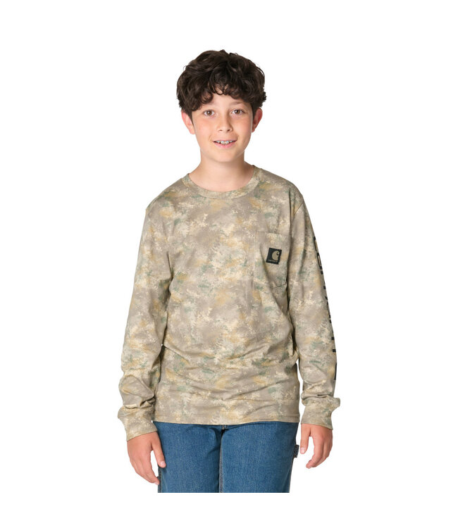 Carhartt Boy's Long-Sleeve Faded Camo Pocket T-Shirt CA6925
