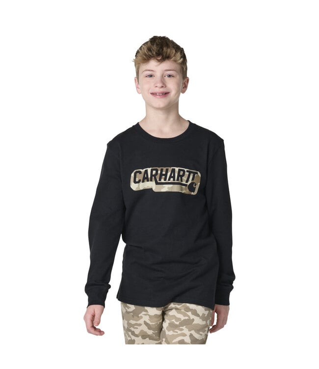 Carhartt Boy's Long-Sleeve Camo Logo T-Shirt CA6886