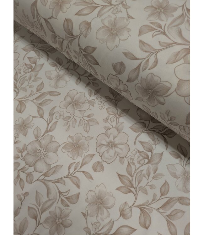 YD Tan Floral Double Brushed DTY 1
