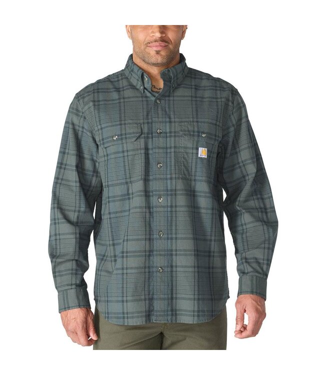 Carhartt Men's Loose Fit Midweight Chambray Long-Sleeve Plaid Shirt 107012