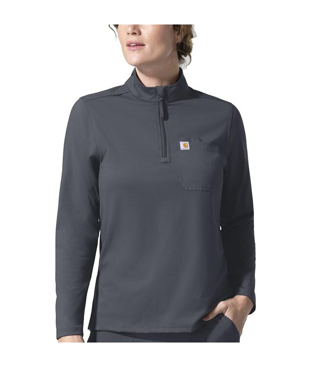Carhartt Women's Force Cross-Flex Knit Long-Sleeve Quarter Zip Scrub Top C13390