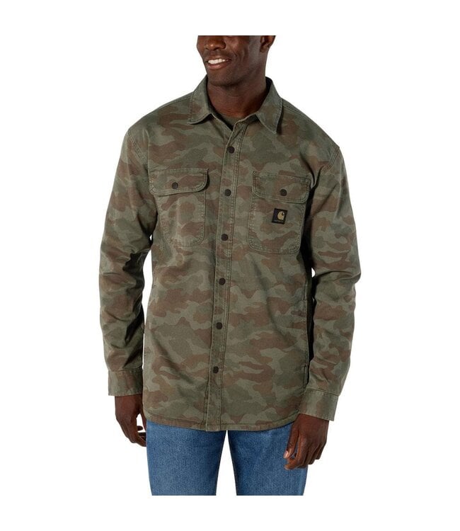 Carhartt Men's Rugged Flex® Relaxed Fit Canvas Fleece-Lined Shirt Jac 105419
