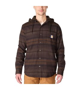 Carhartt Men's Rugged Flex Relaxed Fit Flannel Fleece Lined Hooded Shirt Jac 107011