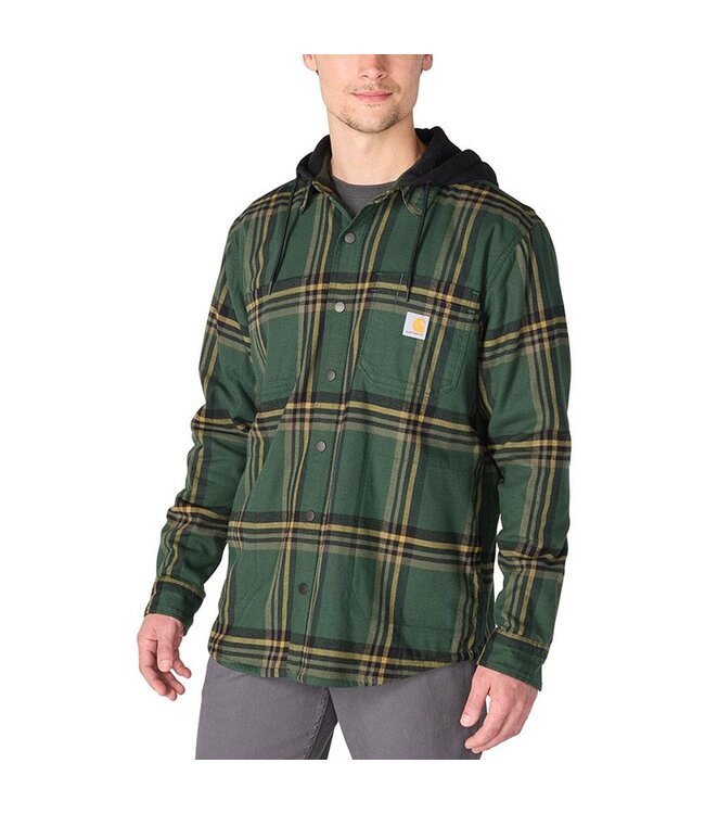 Carhartt Men's Rugged Flex Relaxed Fit Flannel Fleece Lined Hooded Shirt Jac 107011