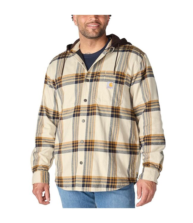 Carhartt Men's Rugged Flex Relaxed Fit Flannel Fleece Lined Hooded Shirt Jac 107011