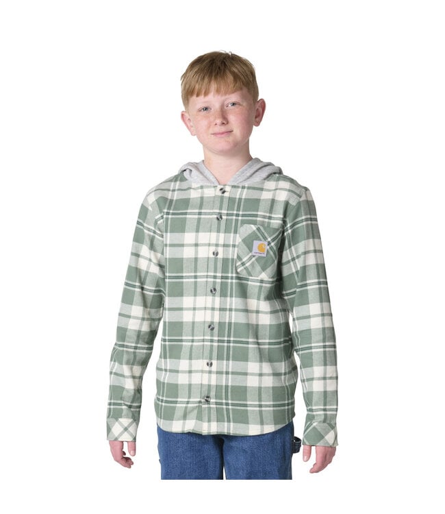 Carhartt Boy's Long-Sleeve Flannel Button-Front Hooded Shirt CE8218