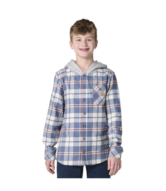 Carhartt Boy's Long-Sleeve Flannel Button-Front Hooded Shirt CE8218