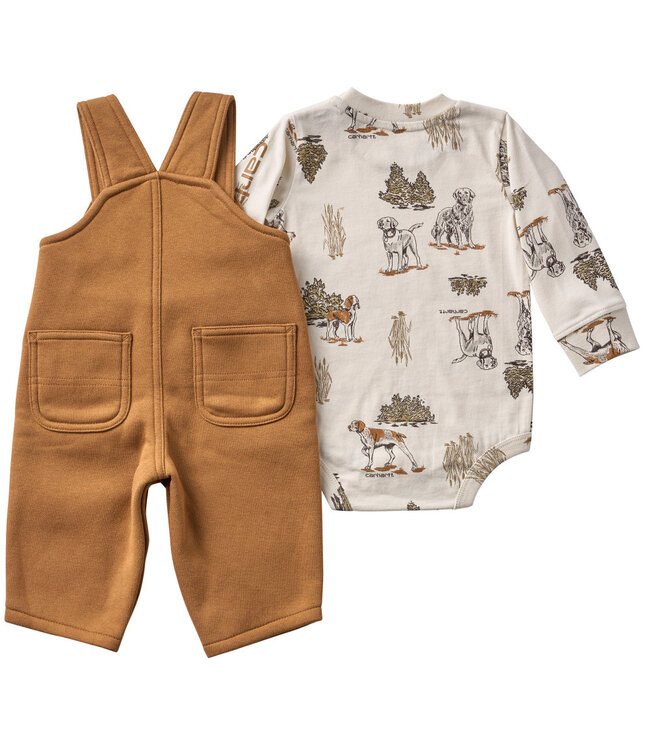 Carhartt Boy's Long-Sleeve Bodysuit and Fleece Overall Set CG8145