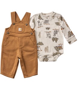 Carhartt Boy's Long-Sleeve Bodysuit and Fleece Overall Set CG8145