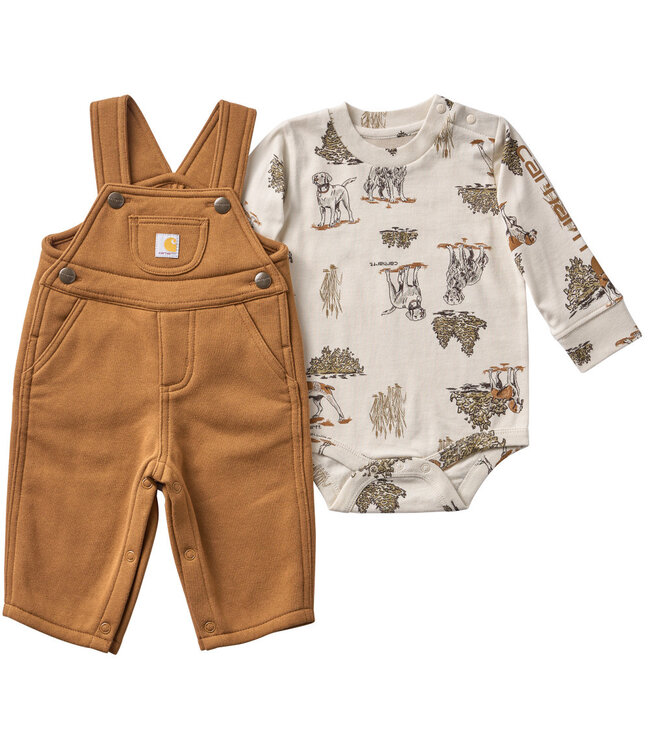 Carhartt Boy's Long-Sleeve Bodysuit and Fleece Overall Set CG8145