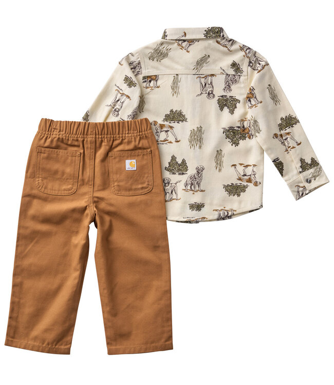 Carhartt Boy's Infant Long-Sleeve Printed Flannel Shirt and Canvas Pant Set CG8151