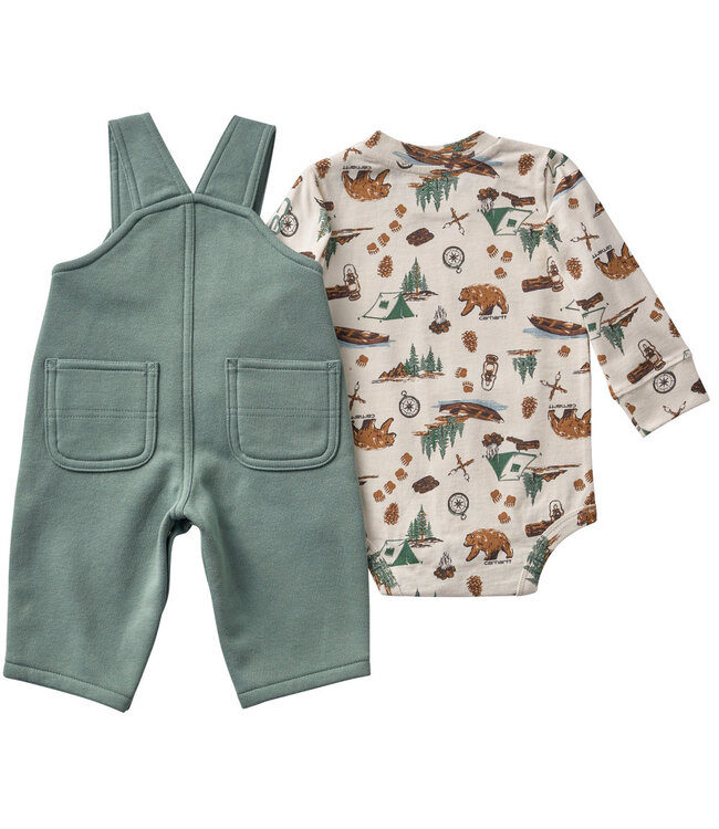 Carhartt Boy's Long-Sleeve Bodysuit and Fleece Overall Set CG8146