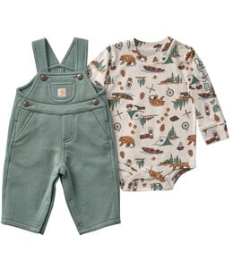 Carhartt Boy's Long-Sleeve Bodysuit and Fleece Overall Set CG8146