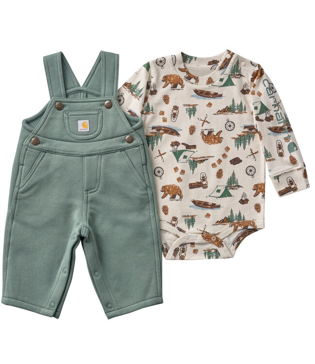 Carhartt Boy's Long-Sleeve Bodysuit and Fleece Overall Set CG8146