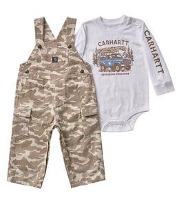 Carhartt Boy's Long-Sleeve Bodysuit and Camo Overall Set CG8143