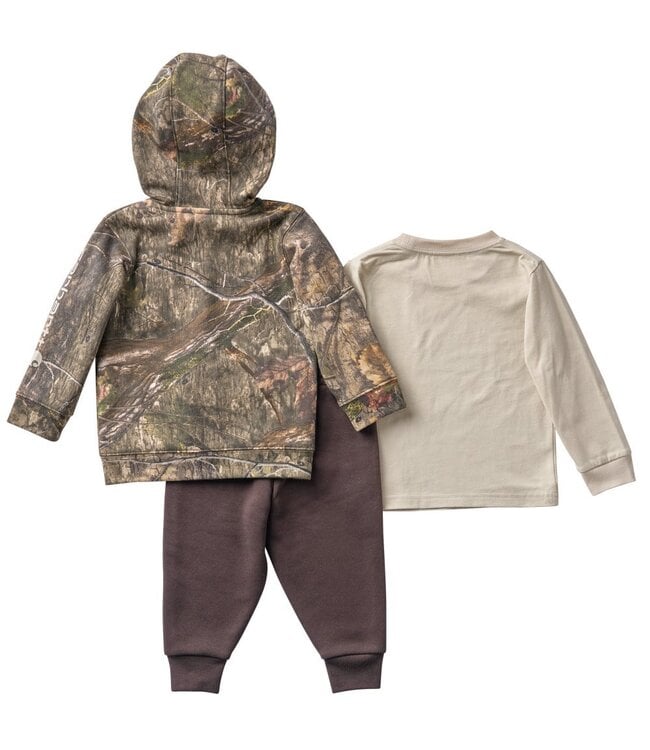 Carhartt Boy's Toddler Long-Sleeve T-Shirt, Fleece Jacket, and Fleece Camo Pant Set CG8150