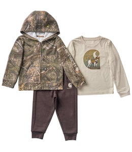Carhartt Boy's Toddler Long-Sleeve T-Shirt, Fleece Jacket, and Fleece Camo Pant Set CG8150