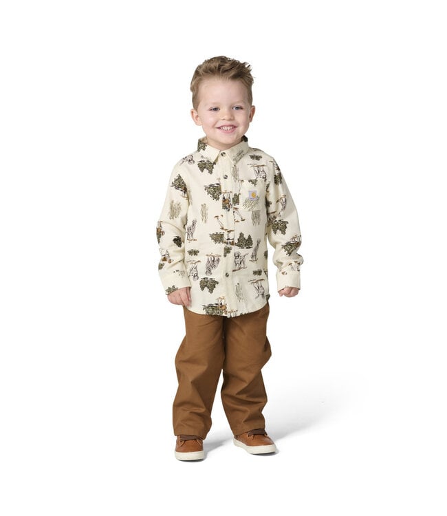 Carhartt Boy's Toddler Long-Sleeve Printed Flannel Shirt and Canvas Pant Set CG8152