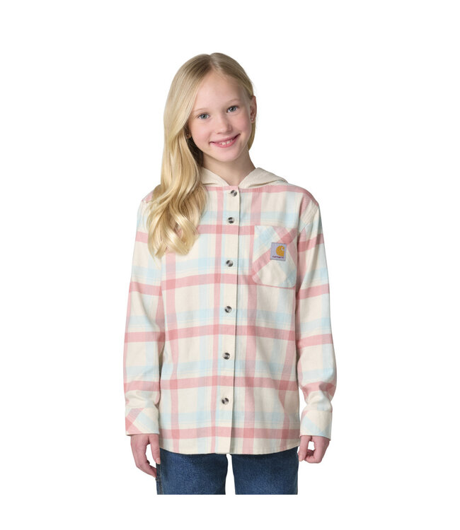 Carhartt Girl's Long-Sleeve Hooded Pocket Flannel Shirt CE9165