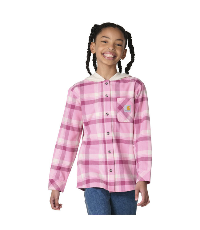 Carhartt Girl's Long-Sleeve Hooded Pocket Flannel Shirt CE9165
