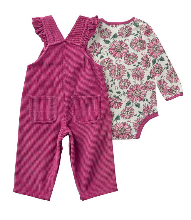 Carhartt Girl's Long-Sleeve Bodysuit and Ruffle Trim Corduroy Overall Set CG9992