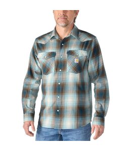 Carhartt Men's Montana Rugged Flex Relaxed Fit Lightweight Long-Sleeve Snap-Front Plaid Shirt 107016