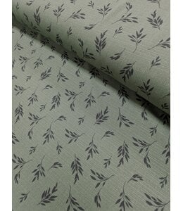 YD 048625-PG  Poly Linen Crepe Print Pine Green