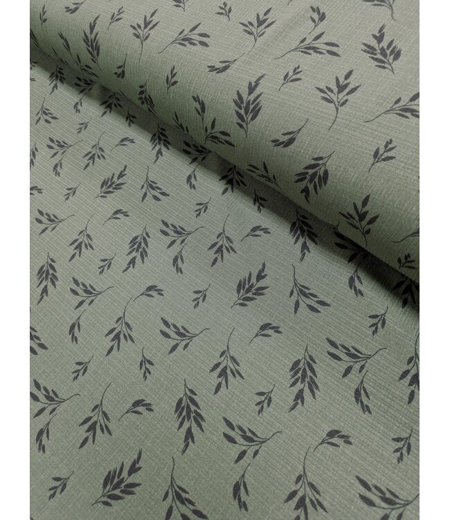 YD 048625-PG  Poly Linen Crepe Print Pine Green