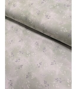 Mook Fabrics YD Satin Airflow Dusky Leaves 03 Sage