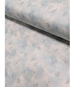 Mook Fabrics YD Satin  Airflow Dusky Leaves Slate