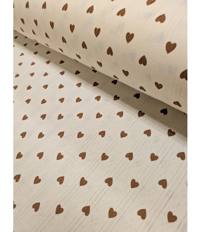 Mook Fabrics YD Brown Heart Cotton Pointelle