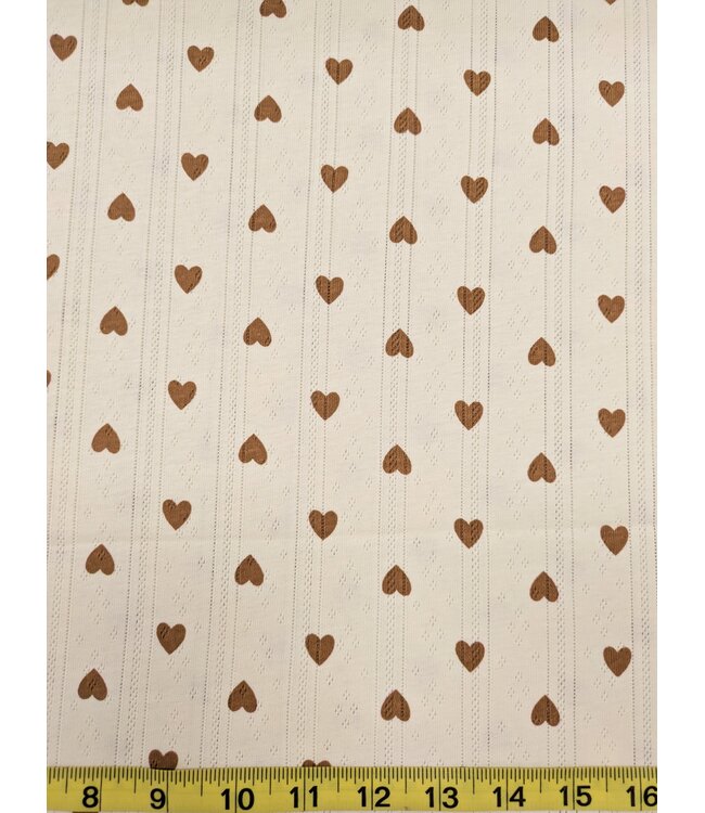 Mook Fabrics YD Brown Heart Cotton Pointelle