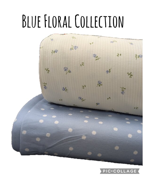 Mook Fabrics YD 8 Blue Floral Rib Knit