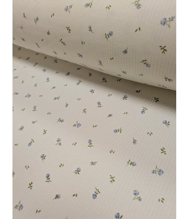Mook Fabrics YD 8 Blue Floral Rib Knit