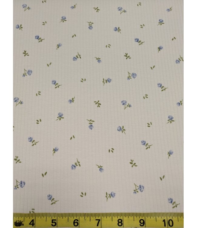 Mook Fabrics YD 8 Blue Floral Rib Knit