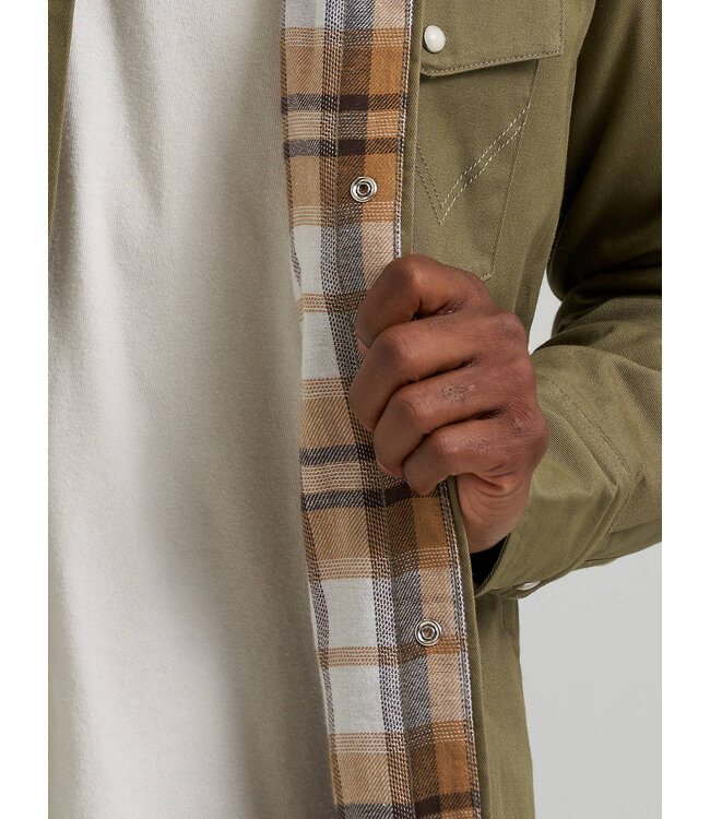 Wrangler Men's Wrangler Long-Sleeve Flannel Lined Solid Work Shirt 112381692