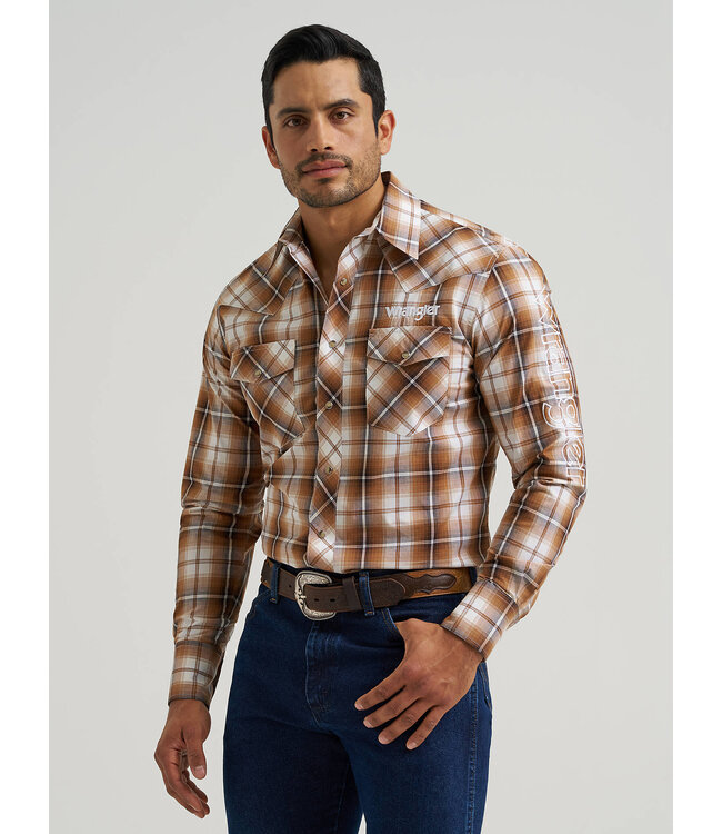 Wrangler Men's Logo Long-Sleeve Western Snap Shirt 112381988