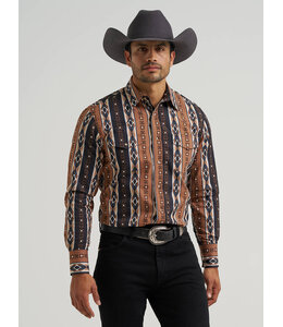 Wrangler Men's Checotah Long-Sleeve Western Snap Printed Shirt 112381991
