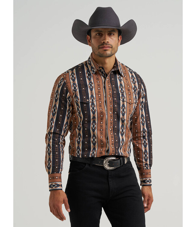 Wrangler Men's Checotah Long-Sleeve Western Snap Printed Shirt 112381991