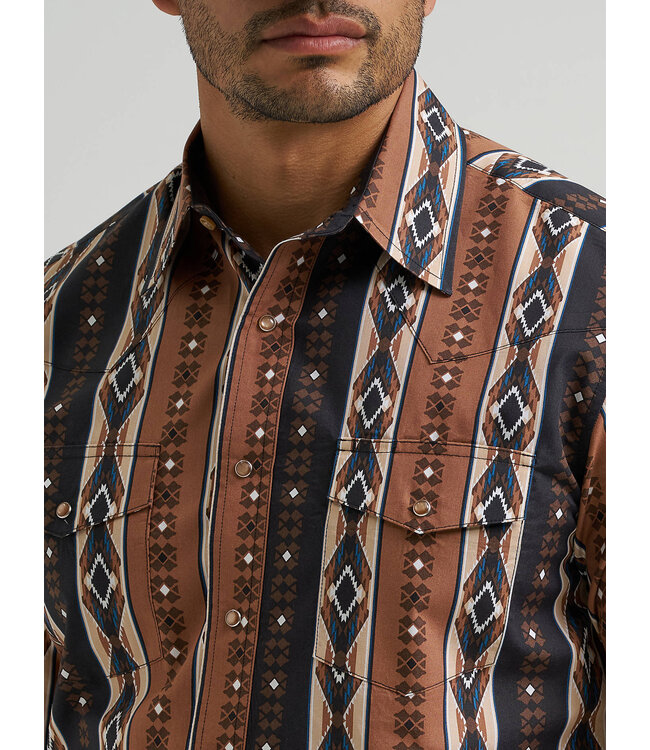 Wrangler Men's Checotah Long-Sleeve Western Snap Printed Shirt 112381991