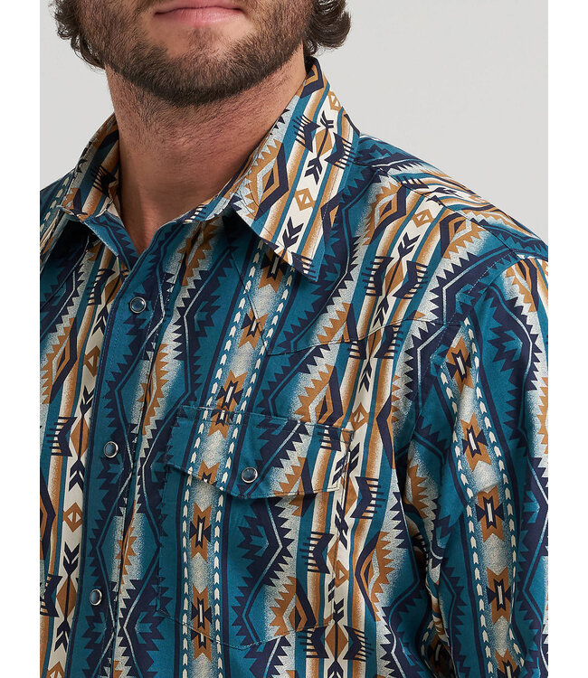 Wrangler Men's Checotah Long-Sleeve Western Snap Printed Shirt 112384297