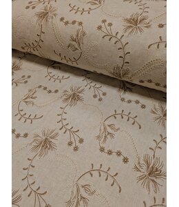 Mook Fabrics YD 146748  Embroidery Coconut/Natural MD884-KD6 Rayon/Linen