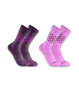 Carhartt Women's Midweight Synthetic Wool Blend Fairisle Crew Sock 2-Pack SC9642W