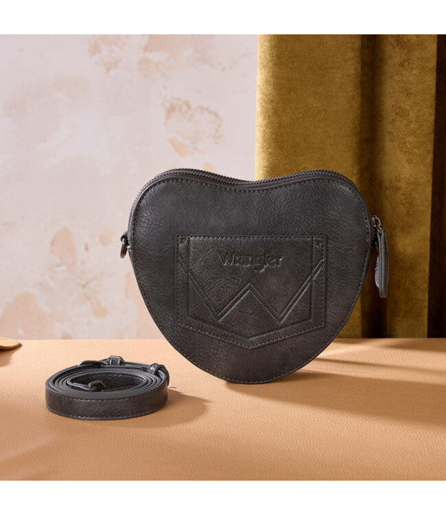 Wrangler Heart Shaped Chevron Stitch Crossbody Bag WG480-520