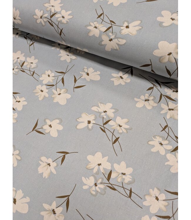 fabricmerchants YD  22-30147   70% Cotton 30% Linen Print Sky Blossom